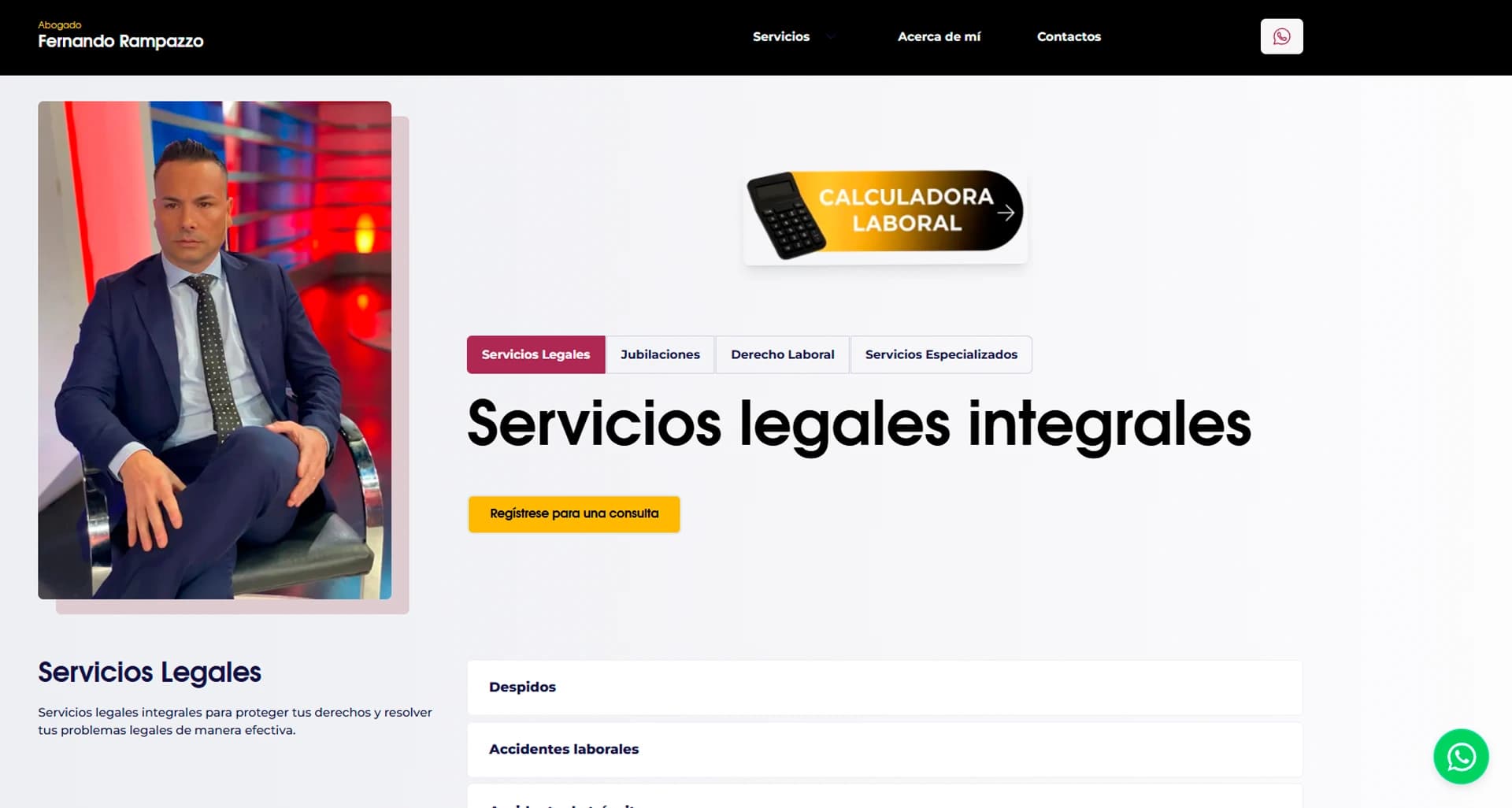 Sitio web con embudo de contacto y estrategia de conversión para estudio jurídico.